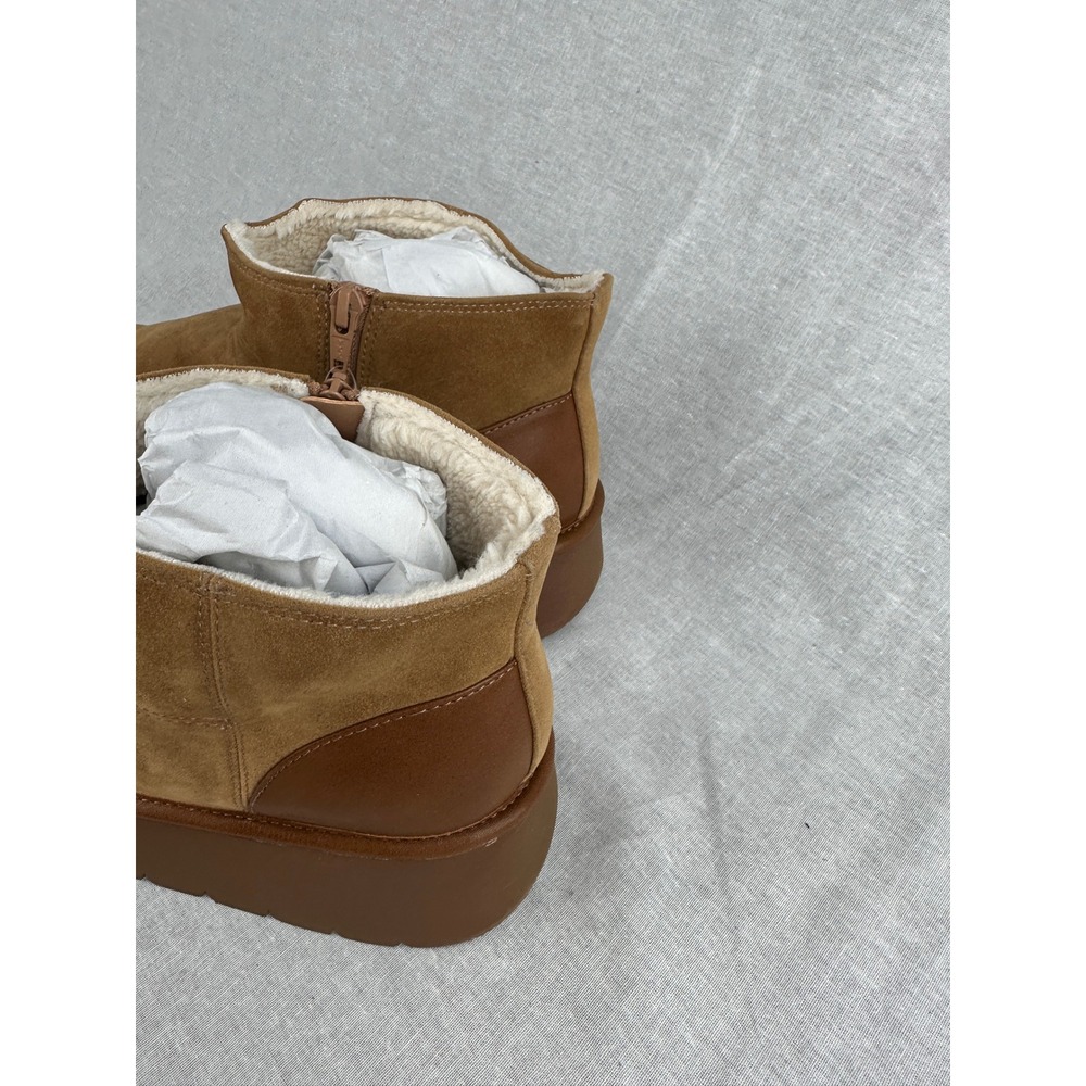Wild Fable Women Platform Ankle Boots Cognac Brown Faux Suede Shearling Lined 11 - Picture 3 of 5